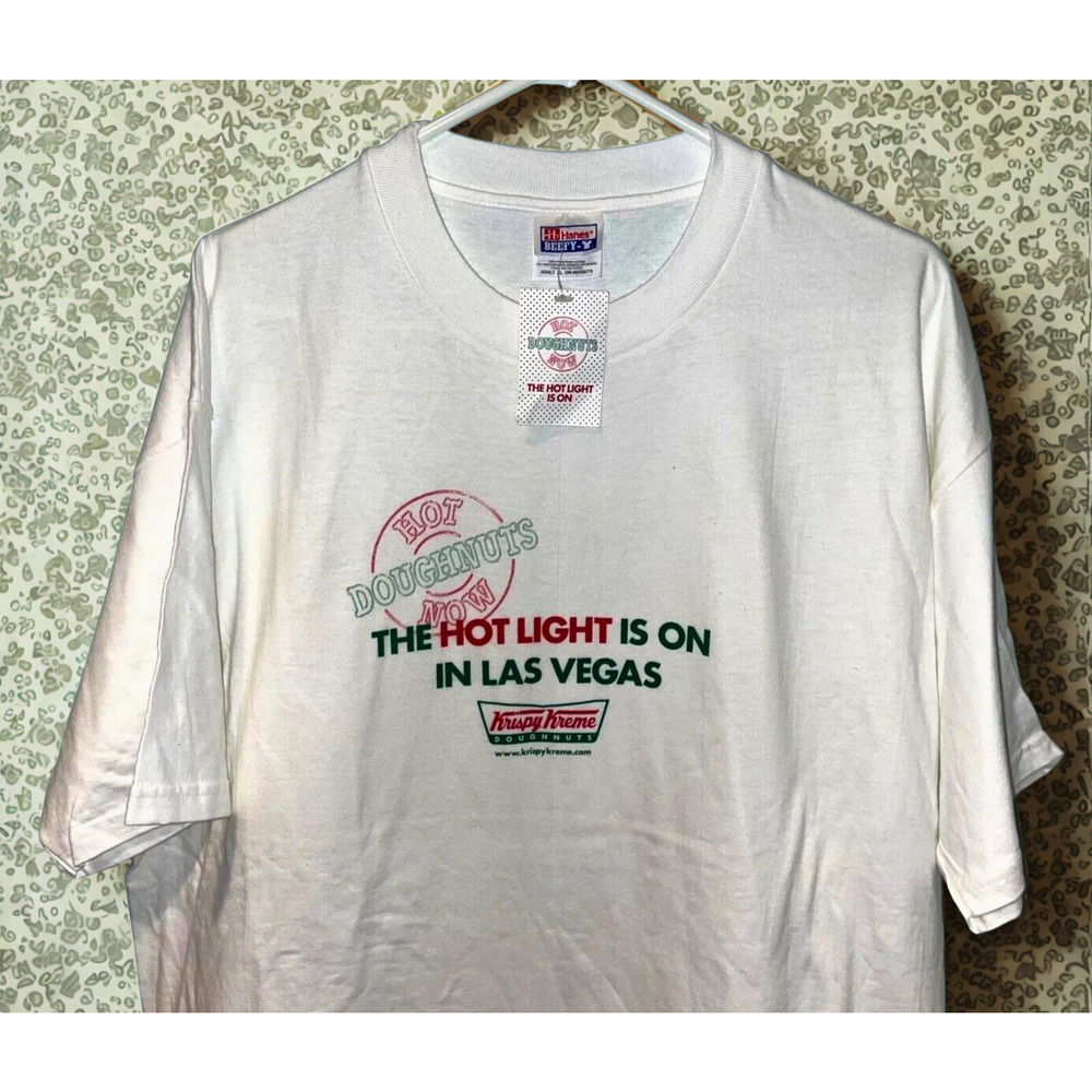 Krispy Kreme Vintage “The Hot Light Is On” Las Vegas T-Shirt NWT Mens XL Hanes - Picture 10 of 11